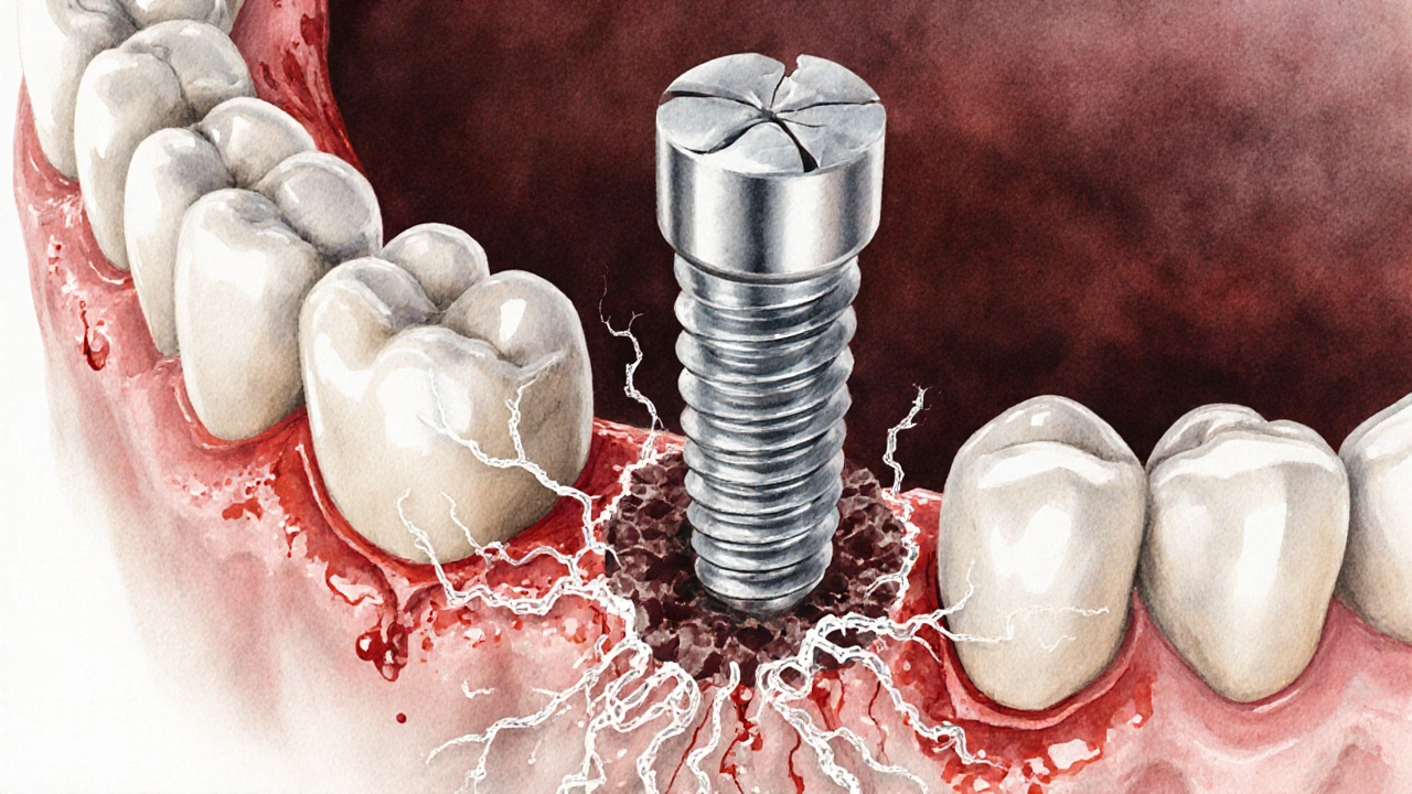 Implantát s biofilmem ničícím kost kolem něj.