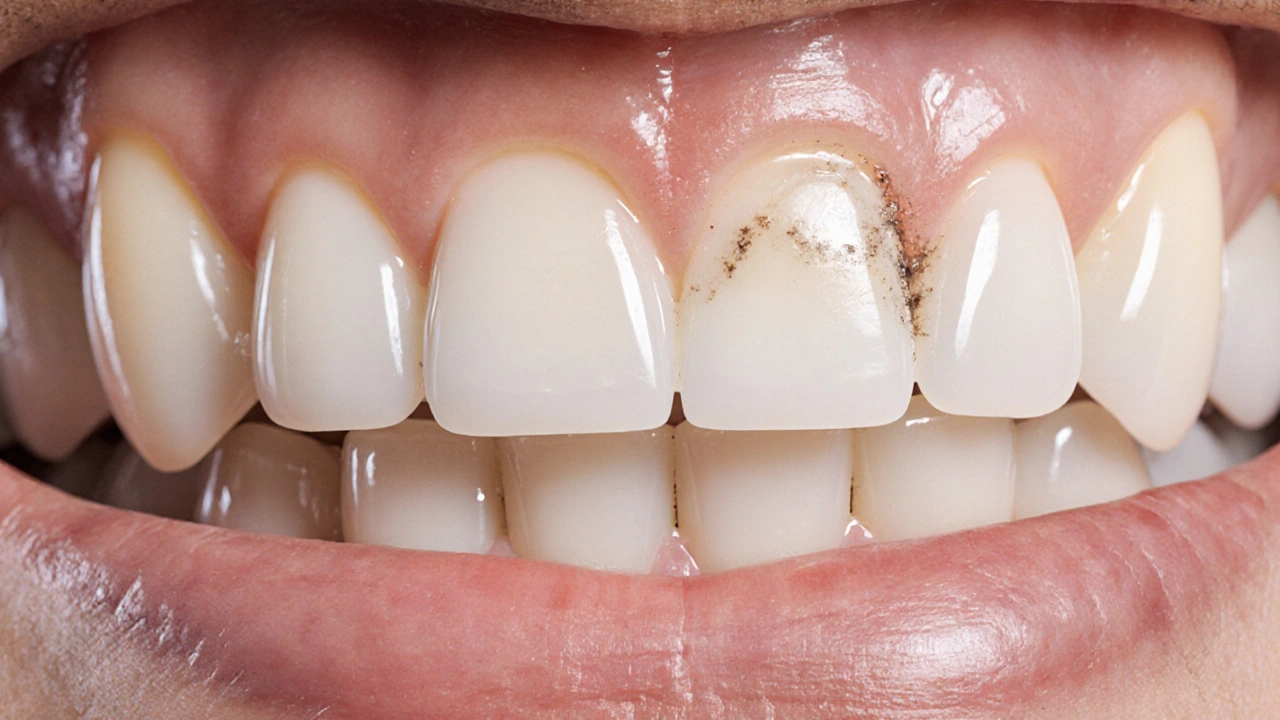 Jak vypadá poškozená sklovina u kompozitních fazet?