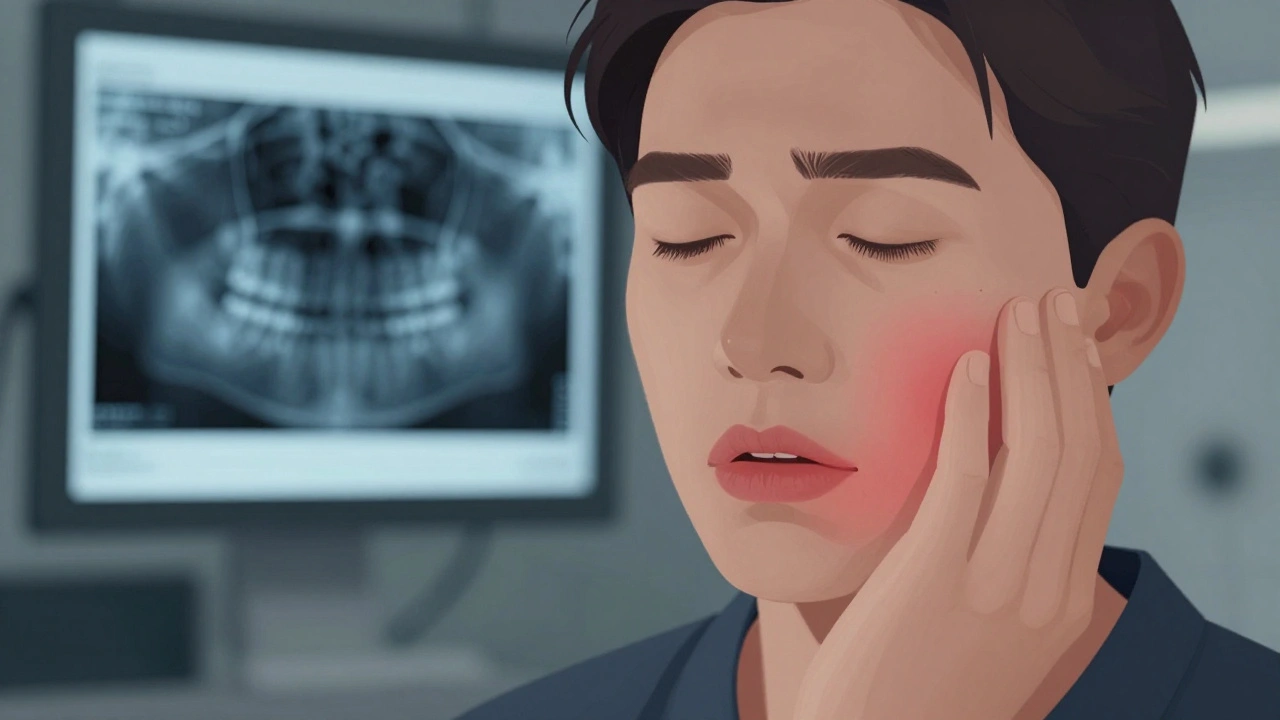 Dospělý cítí bolest z důvodu nevyrůstajícího osmáku.