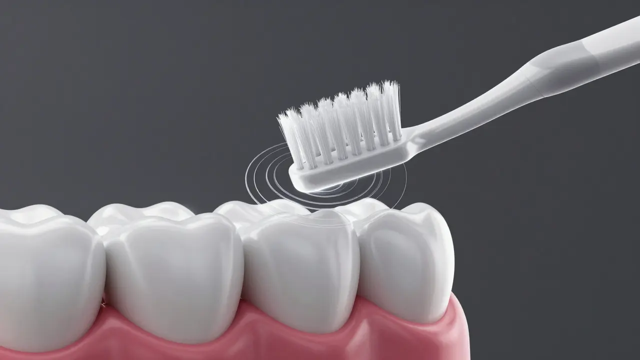 3D vizualizace správného úhlu kartáčku podle metody Bass