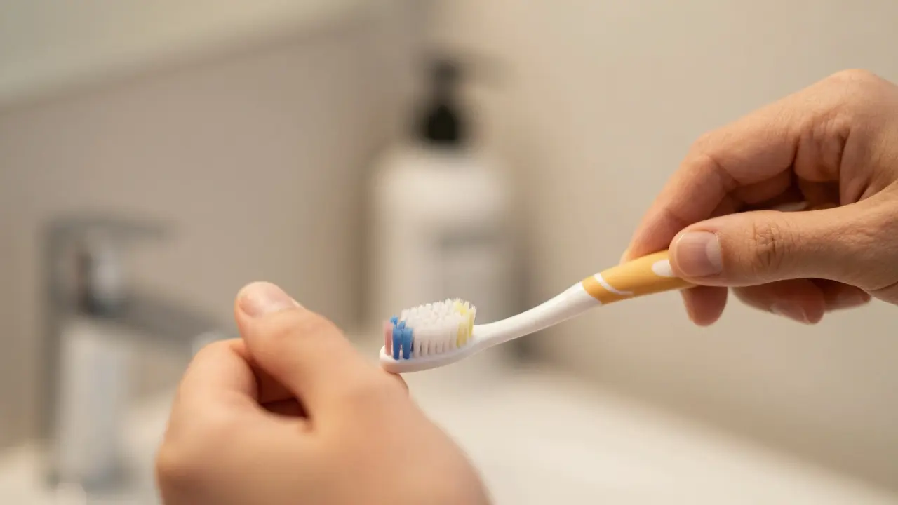 Měkký zubní kartáček při jemném čištění zubů