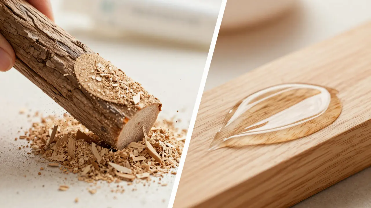 Metafora broušení dřeva smirkovým papírem a následného nátěru lakem pro ochranu povrchu.