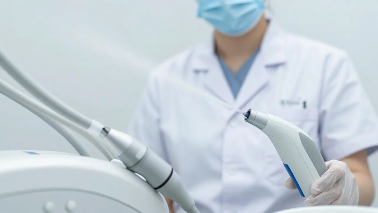 Ultrazvukové čištění a AirFlow v moderní zubní ordinaci.