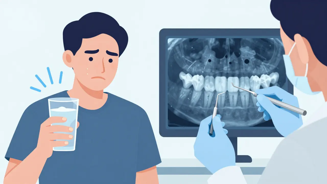Ilustrace citlivosti zubů na chlad a rentgenová diagnostika kazu