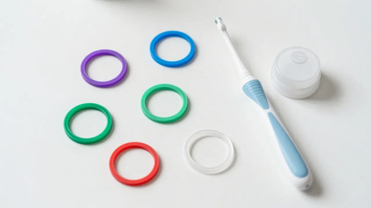 Různé barvy gumíček na rovnátka a hygienické pomůcky