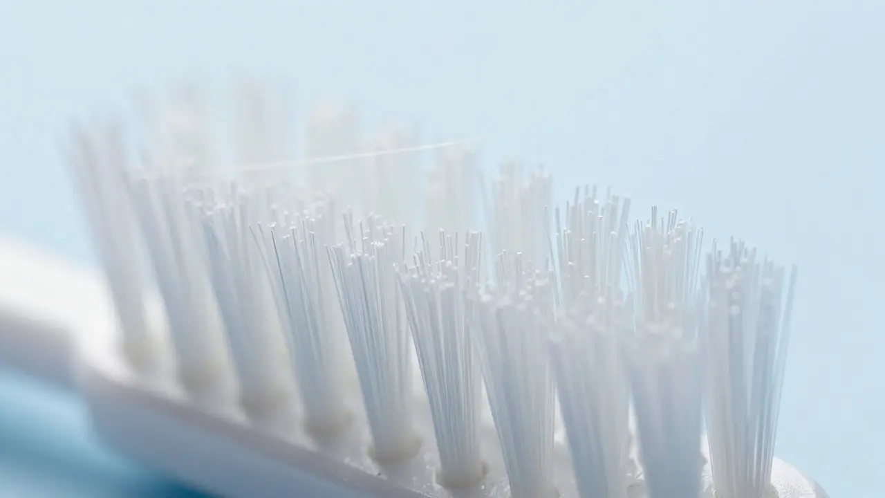 Makro záběr porovnávající tenké mikrofilamentové a běžné nylonové štětiny