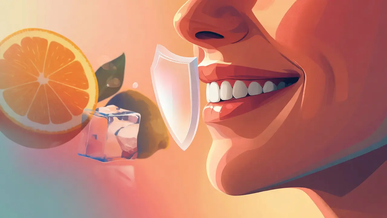 Konceptuální ilustrace chráněného úsměvu proti kyselinám
